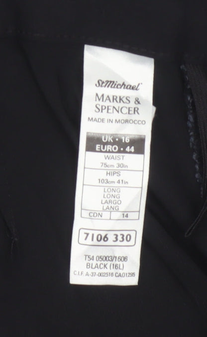 Marks & Spencer Women’s Black UK 16 Long Straight Tailored Trousers