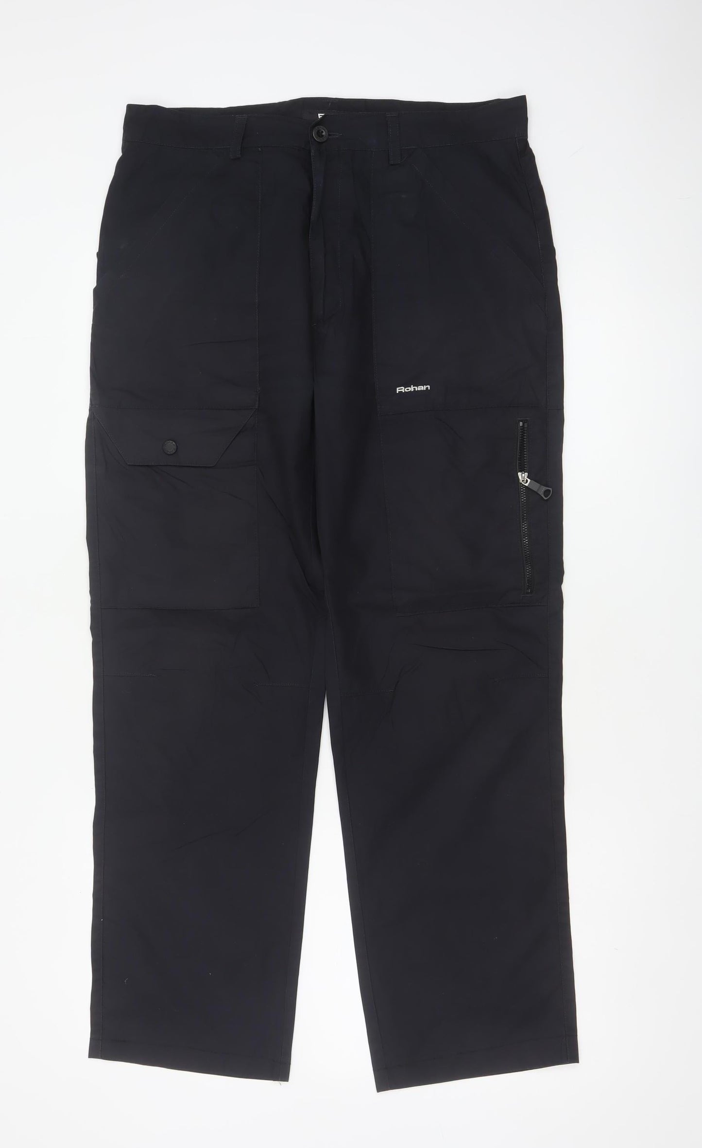 Rohan Men’s Black 32R Cargo Trousers Straight Leg Multi Pocket