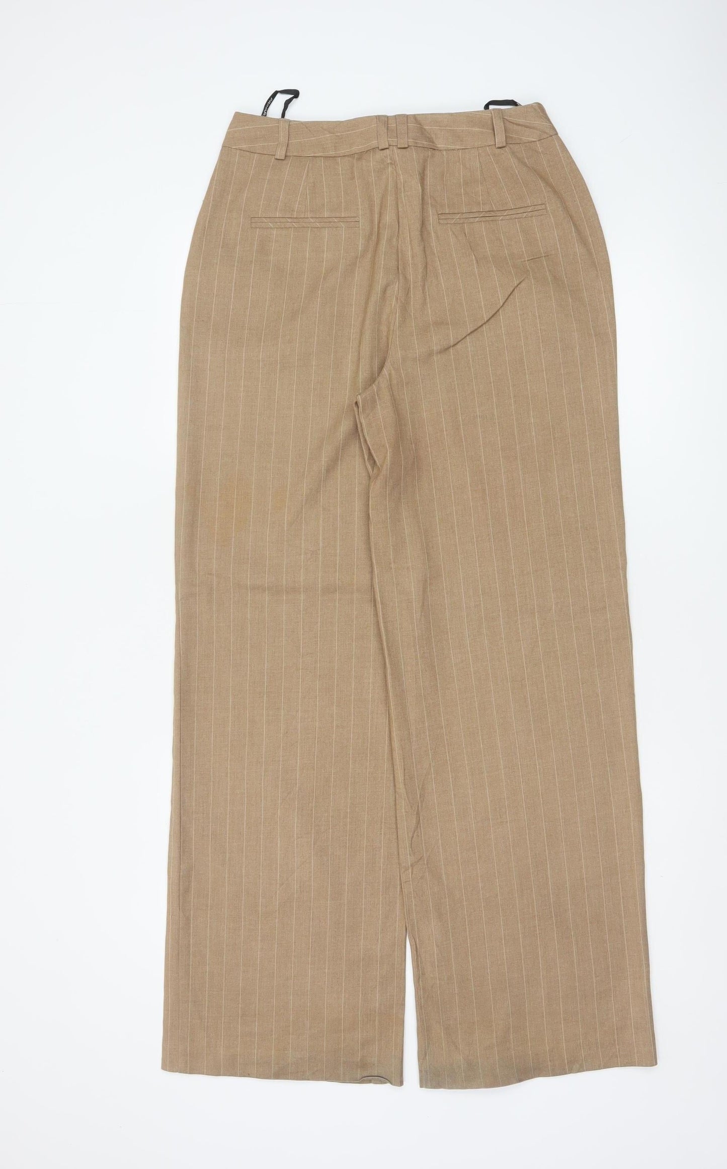 Rita Ora x Primark Women Beige Pinstripe Tailored Trousers UK 8