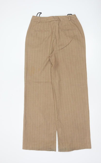 Rita Ora x Primark Women Beige Pinstripe Tailored Trousers UK 8