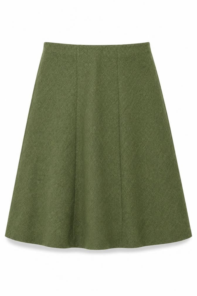 Front view of Honor Millburn Women’s Green UK 16 A-Line Midi Lined Skirt