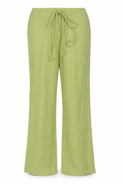 Front view of ASOS DESIGN Women Green UK 10 Flared Drawstring Trousers