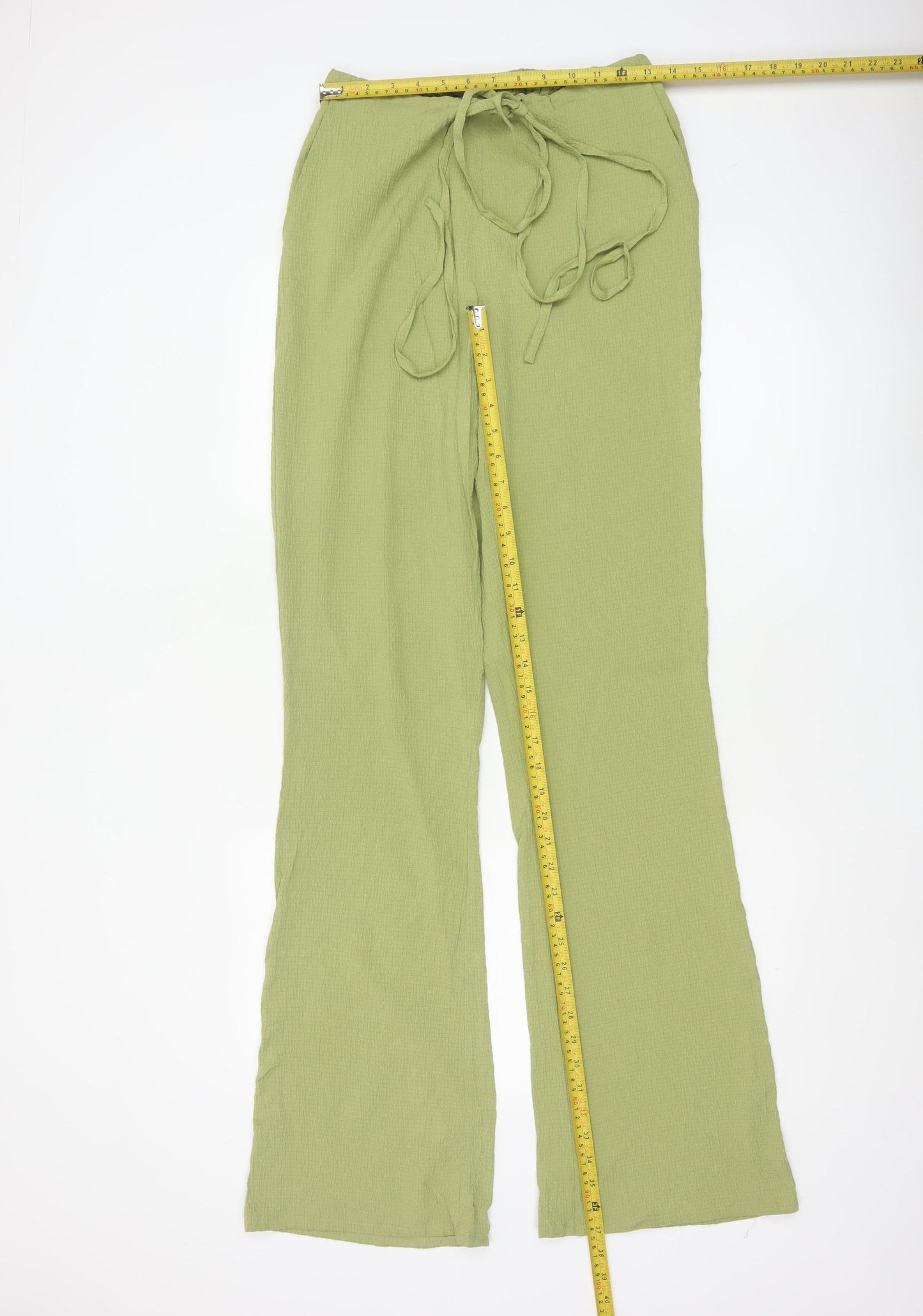 ASOS DESIGN Women Green UK 10 Flared Drawstring Trousers