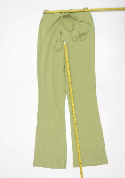 ASOS DESIGN Women Green UK 10 Flared Drawstring Trousers