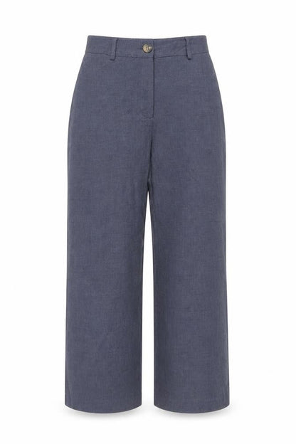 Marks & Spencer Women Blue UK 10 Short Wide Leg Tailored Trousers