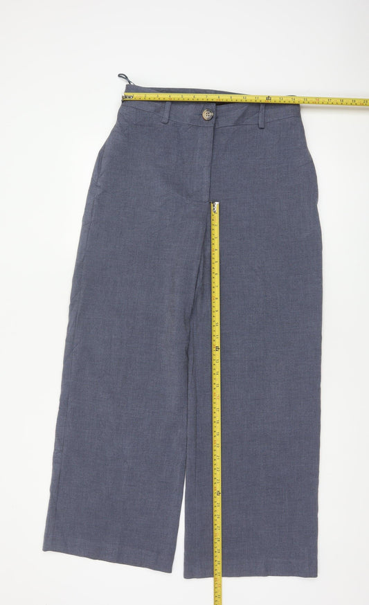 Marks & Spencer Women Blue UK 10 Short Wide Leg Tailored Trousers