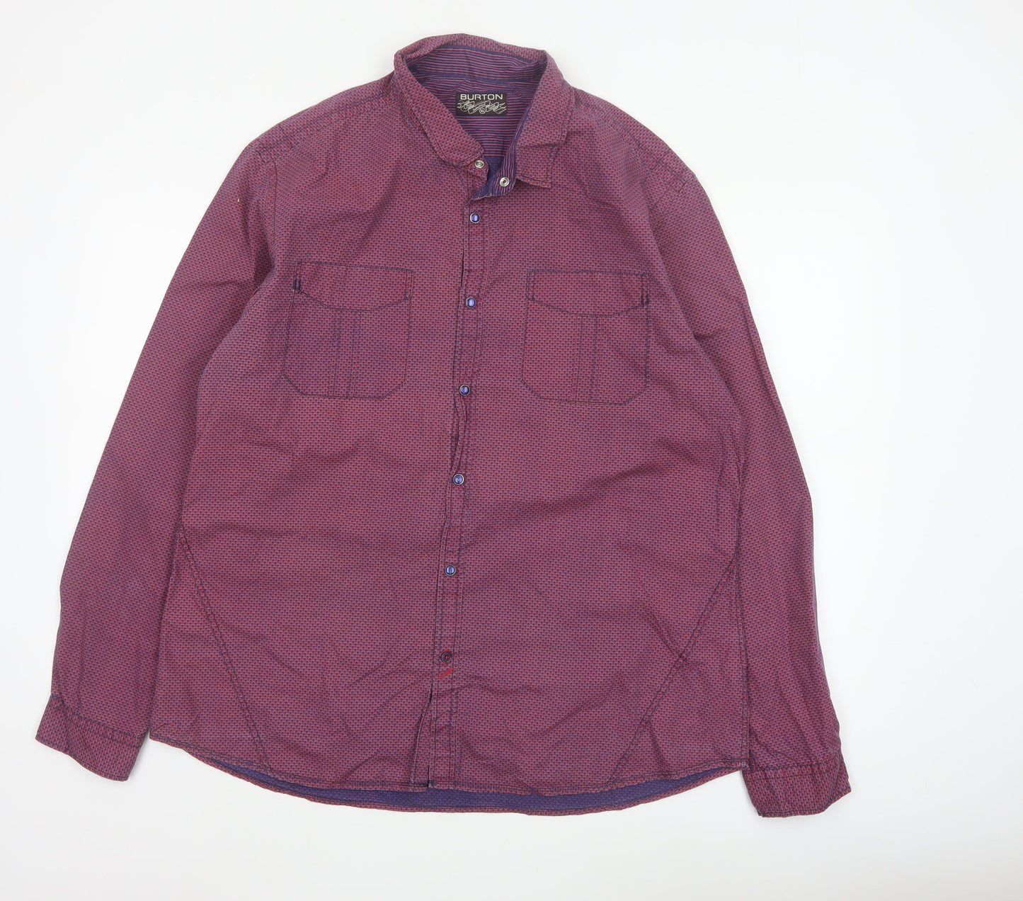 Burton Men’s Red XL Geometric Print Cotton Long Sleeve Button-Up Shirt