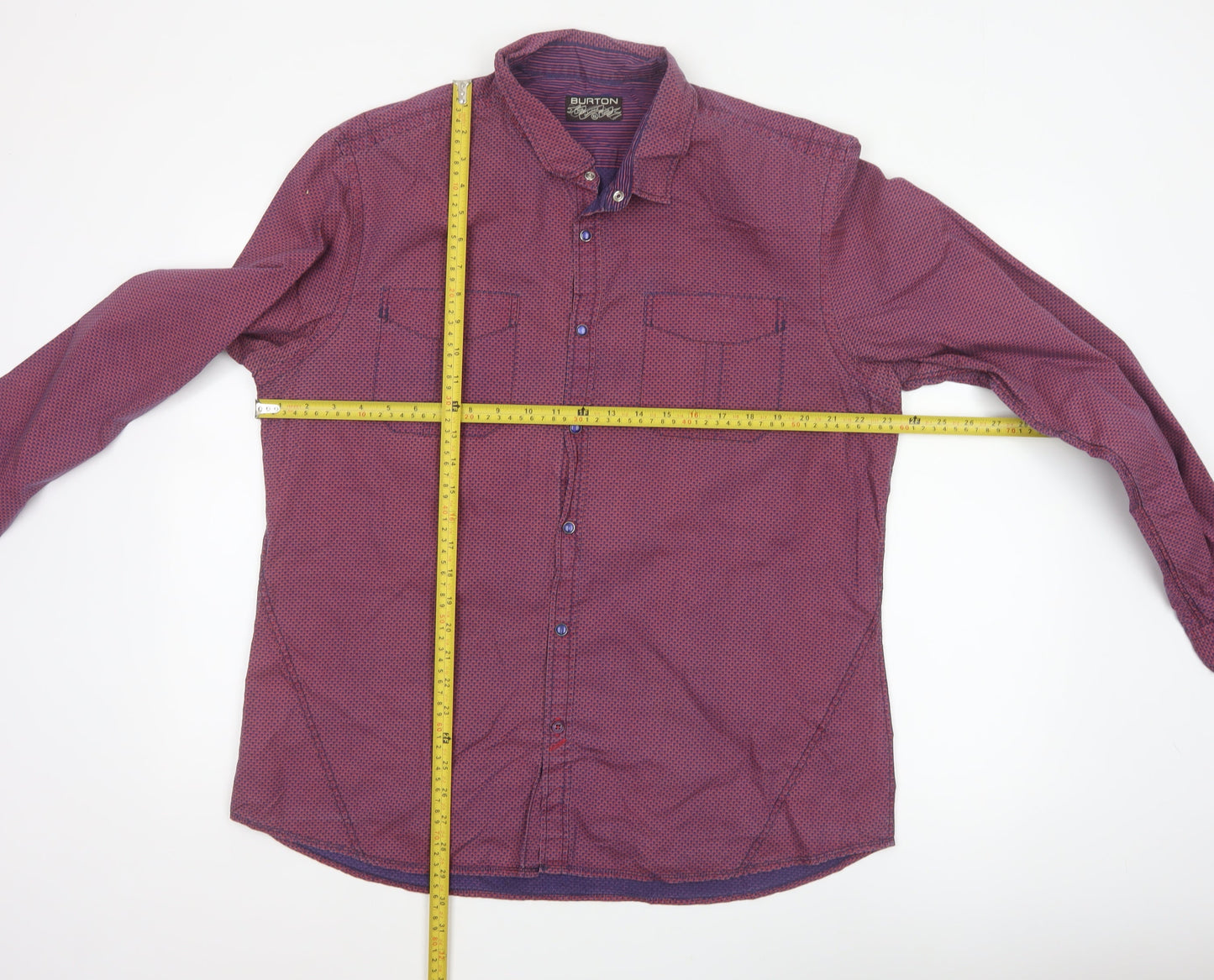 Burton Men’s Red XL Geometric Print Cotton Long Sleeve Button-Up Shirt