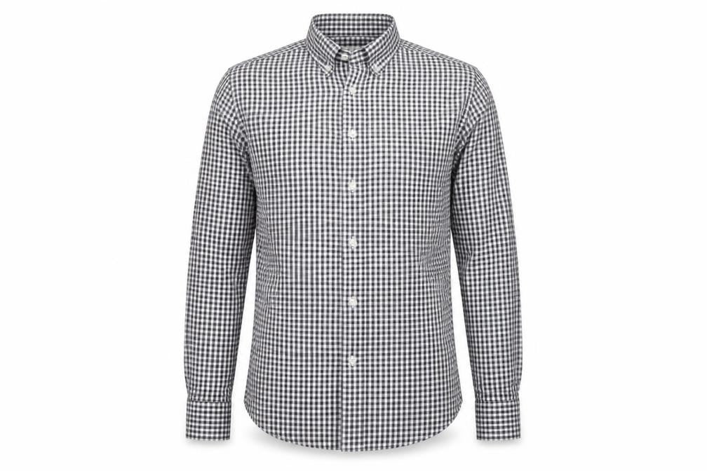 Reiss Men’s Black White Check Slim Fit Cotton Button-Down Shirt S