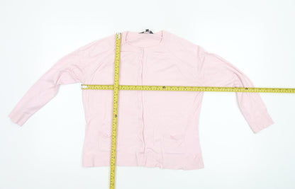 Jasper Conran Jeans Women Pink M Button Front Knit Cardigan Pockets