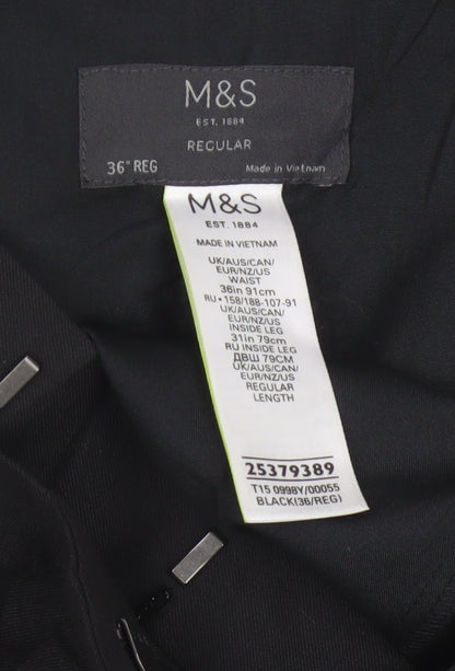 Marks & Spencer Men’s Black 36 Regular Straight Dress Trousers
