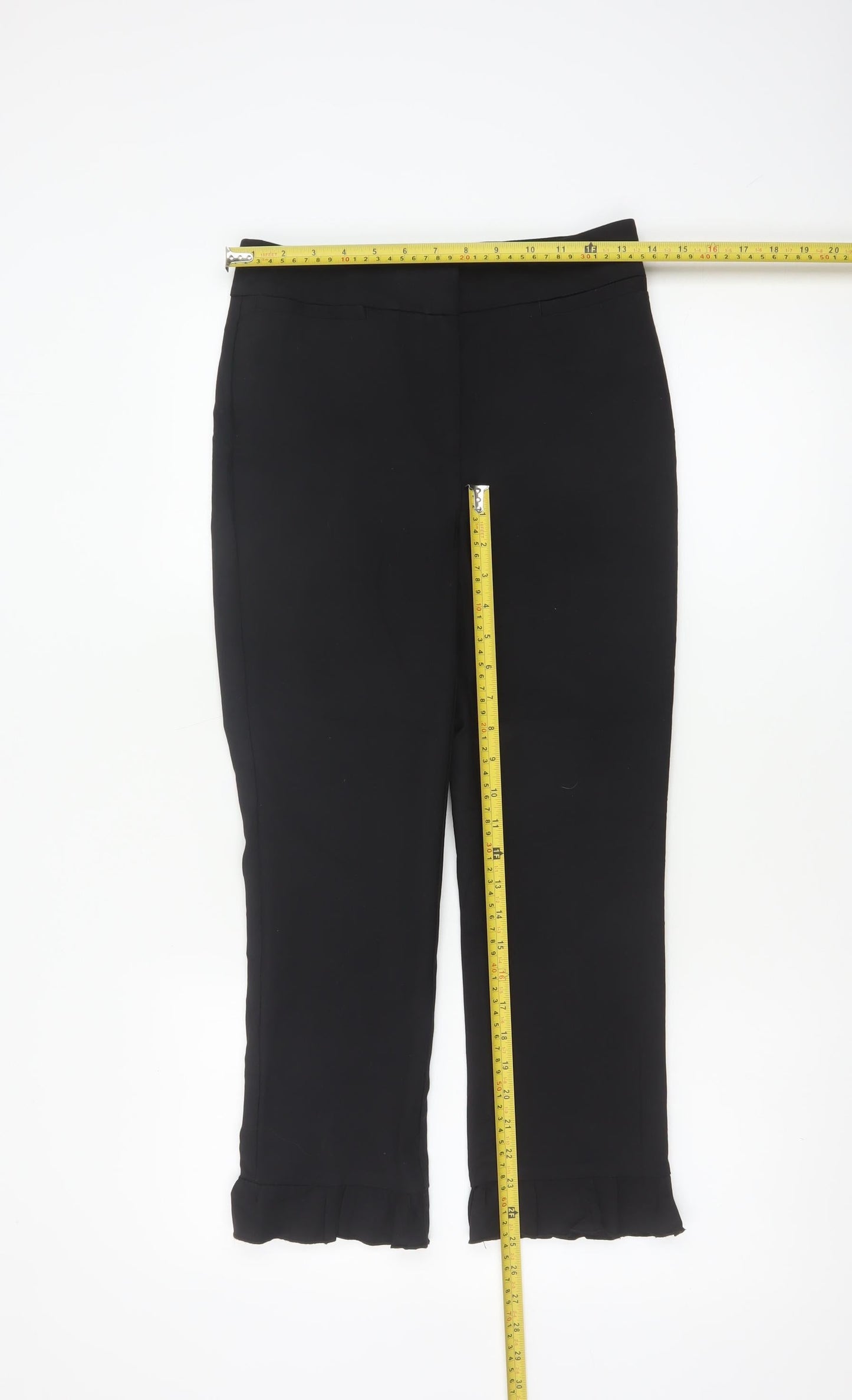 Marks & Spencer Women's Black UK 6 Ruffle Hem Straight Dress Trousers
