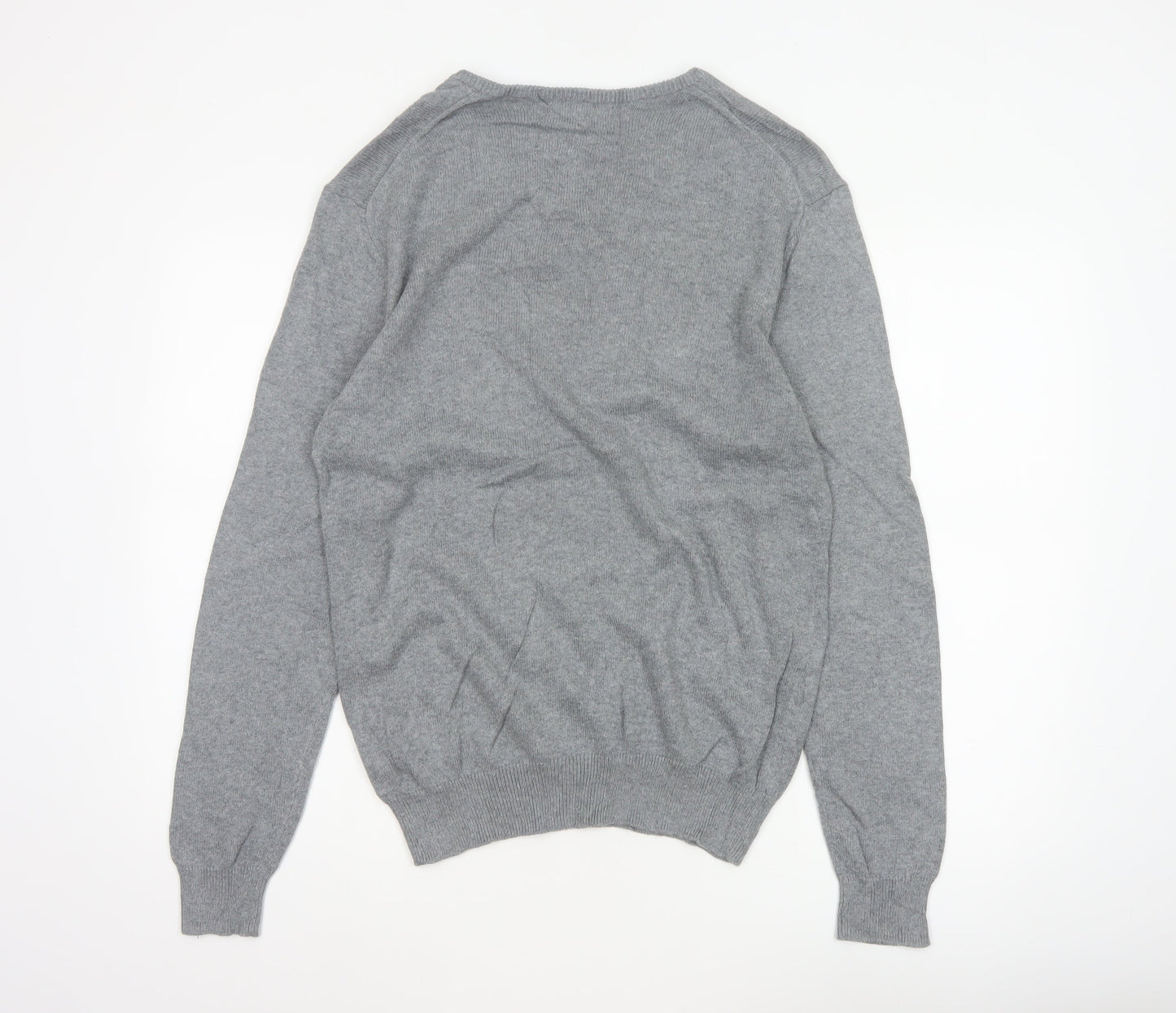 Crew Clothing Company Men’s Grey S V-Neck Cotton Cashmere Pullover Jumper