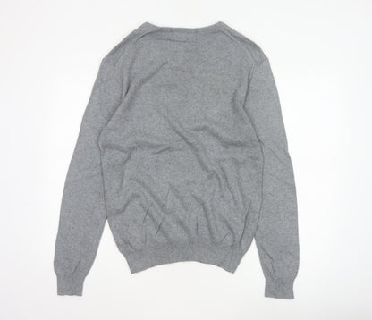 Crew Clothing Company Men’s Grey S V-Neck Cotton Cashmere Pullover Jumper
