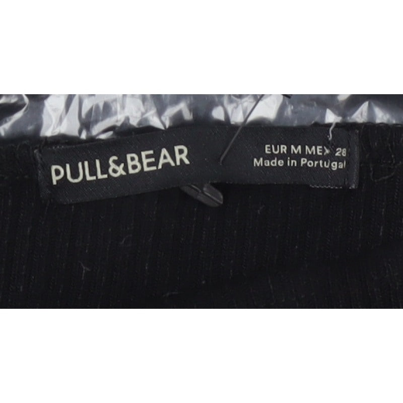 Pull&Bear Women Black M Off Shoulder Rib Knit Slim Jumper Dress
