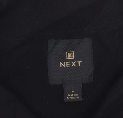Next Men’s Black L Short Sleeve 1/4 Zip Collared Polo Shirt