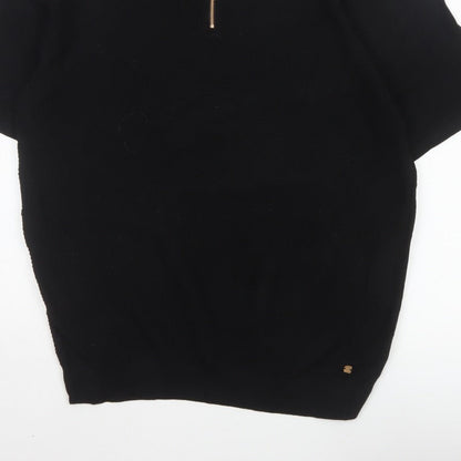 Next Men’s Black L Short Sleeve 1/4 Zip Collared Polo Shirt