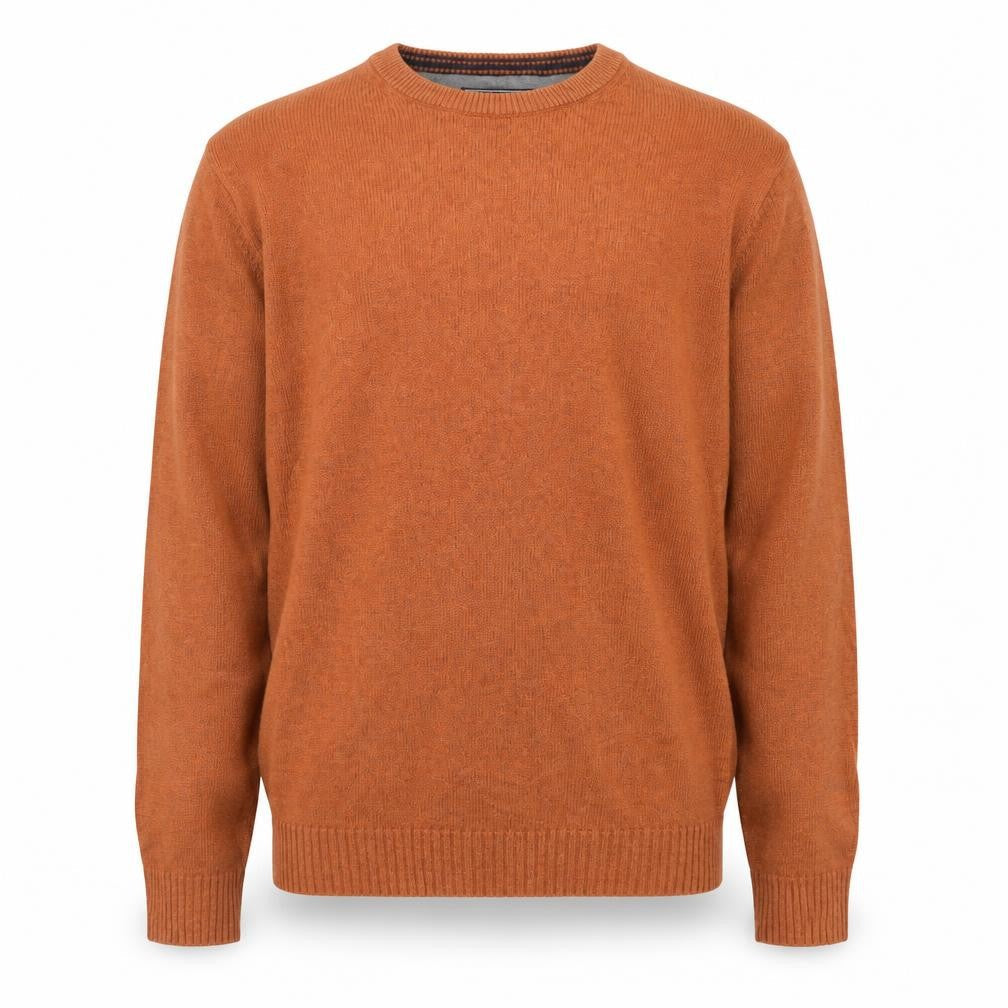 Front view of Maine New England Men’s Brown Cotton Crew Neck jumper, size S