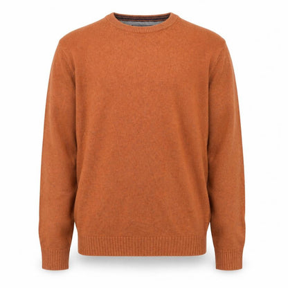 Front view of Maine New England Men’s Brown Cotton Crew Neck jumper, size S