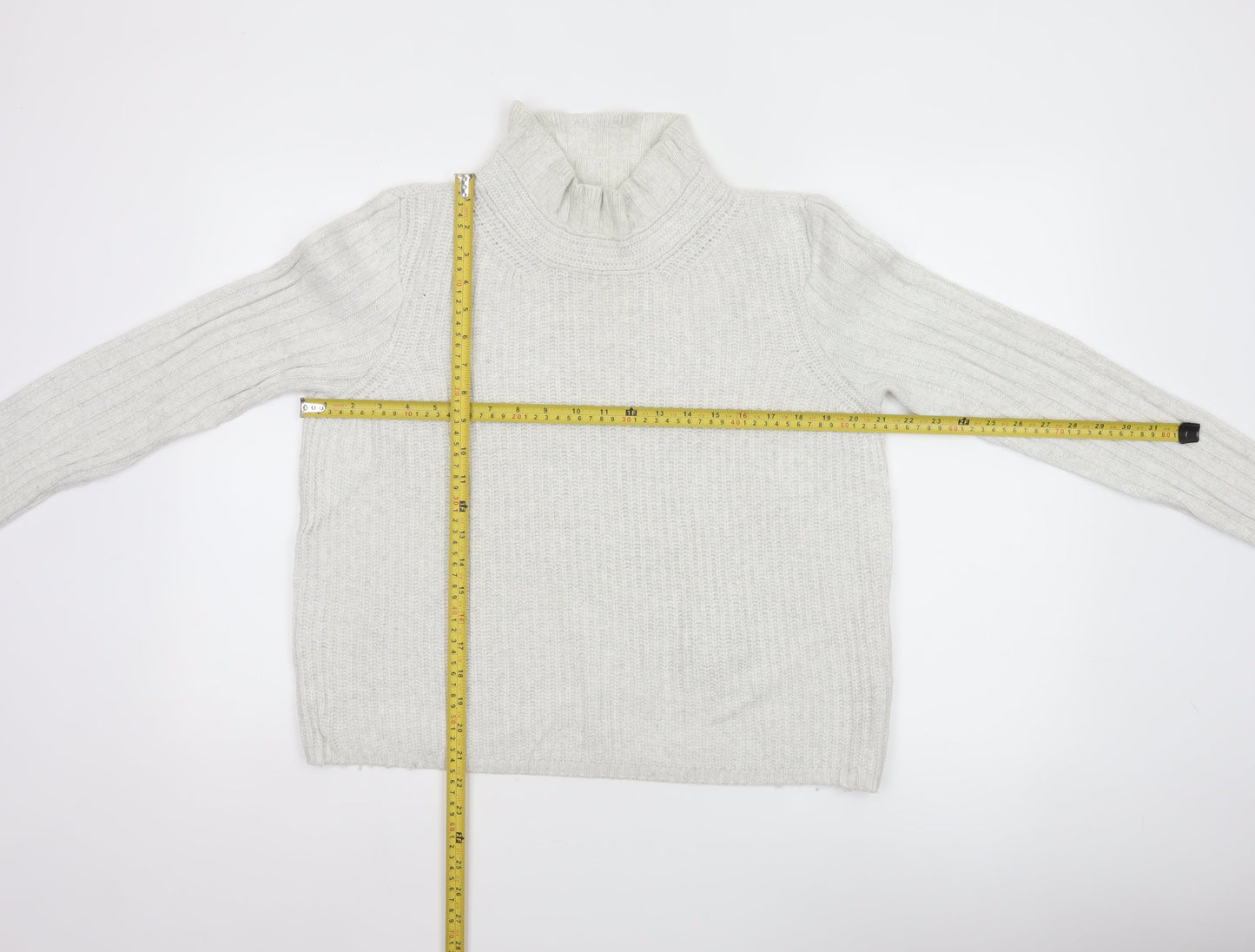 Hush Women’s Ivory S Wool Blend Roll Neck Cable Knit Jumper