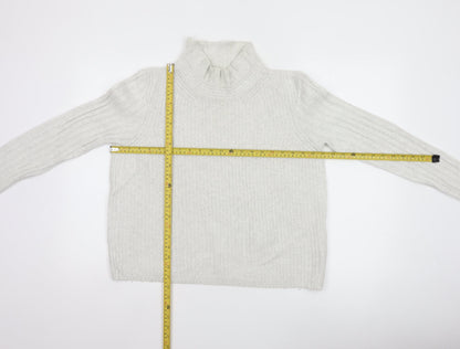 Hush Women’s Ivory S Wool Blend Roll Neck Cable Knit Jumper