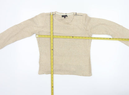 Jasper Conran Women’s Beige Size 12 Knit Pullover Jumper Zip Detail