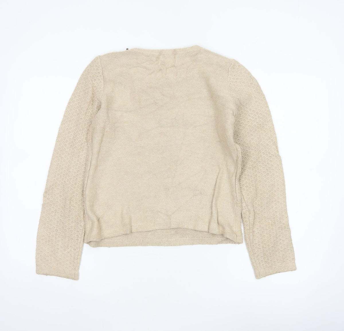 Jasper Conran Women’s Beige Size 12 Knit Pullover Jumper Zip Detail