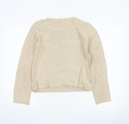 Jasper Conran Women’s Beige Size 12 Knit Pullover Jumper Zip Detail