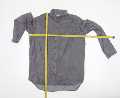 Denim Co. Women’s Grey UK 12 Lyocell Button-Up Long Sleeve Shirt