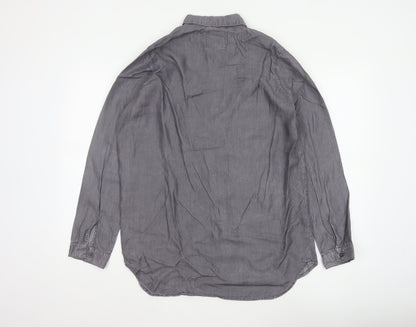 Denim Co. Women’s Grey UK 12 Lyocell Button-Up Long Sleeve Shirt