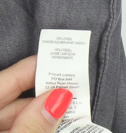 Denim Co. Women’s Grey UK 12 Lyocell Button-Up Long Sleeve Shirt
