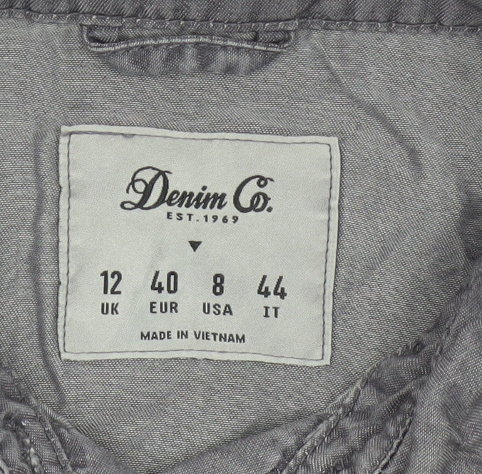 Denim Co. Women’s Grey UK 12 Lyocell Button-Up Long Sleeve Shirt