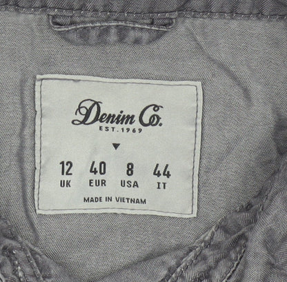 Denim Co. Women’s Grey UK 12 Lyocell Button-Up Long Sleeve Shirt