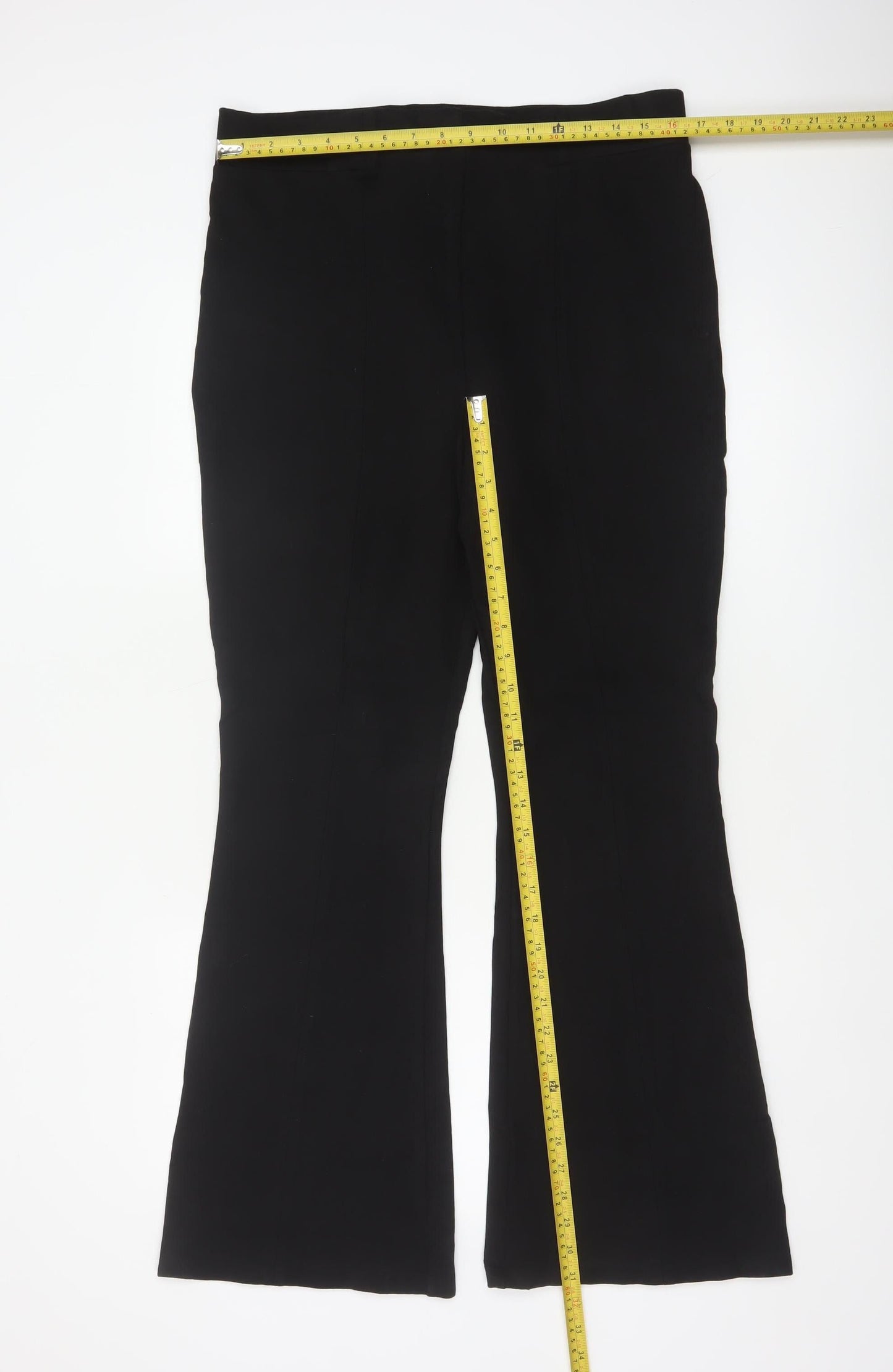 Marks and Spencer Women's Black Size 16 Flared Stretch Trousers