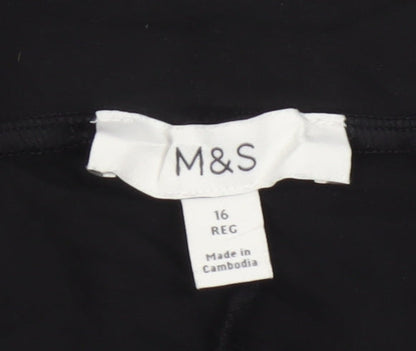 Marks and Spencer Women's Black Size 16 Flared Stretch Trousers