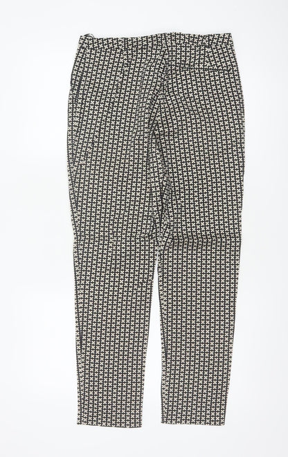 Oasis Women Black Ivory Floral Skinny Stretch Trousers UK 10