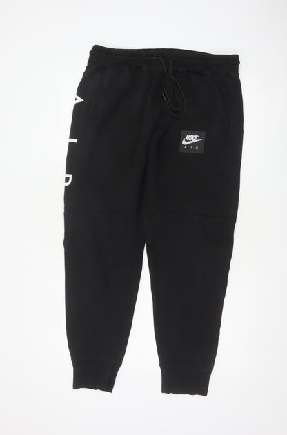 Nike Air Men's Black XL Fleece Jogger Sweatpants Logo Zip Pocket