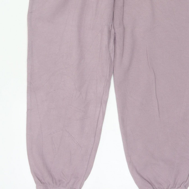 Puma Women Pink Waffle Knit Jogger Trousers Size M Drawstring