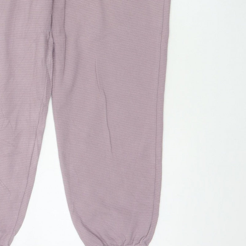 Puma Women Pink Waffle Knit Jogger Trousers Size M Drawstring