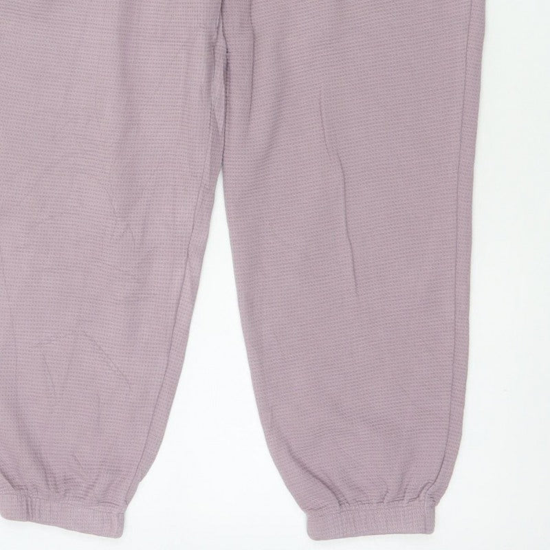 Puma Women Pink Waffle Knit Jogger Trousers Size M Drawstring