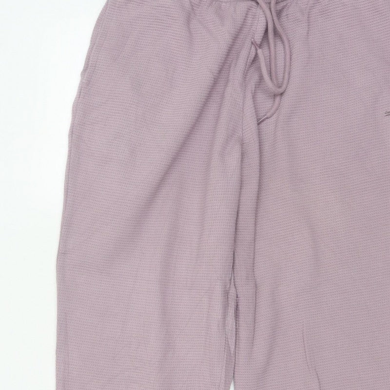 Puma Women Pink Waffle Knit Jogger Trousers Size M Drawstring