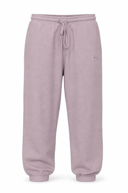 Puma Women Pink Waffle Knit Jogger Trousers Size M Drawstring