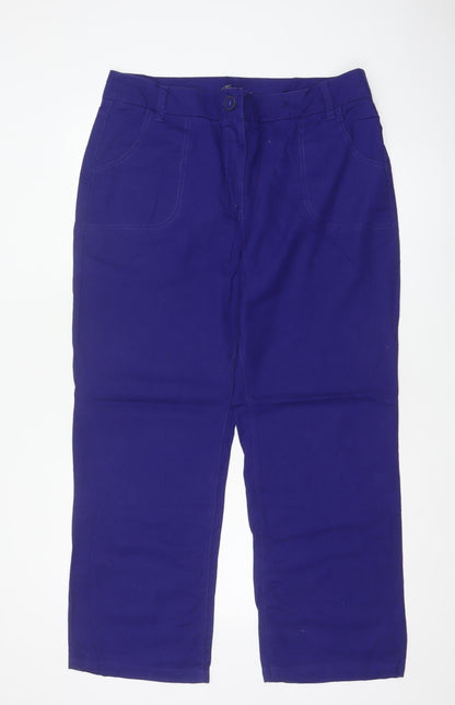 Dash Women’s Blue Linen Cotton Straight Leg Trousers UK 16