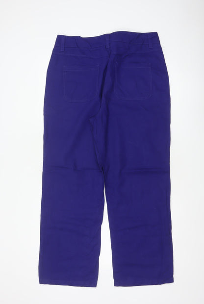 Dash Women’s Blue Linen Cotton Straight Leg Trousers UK 16