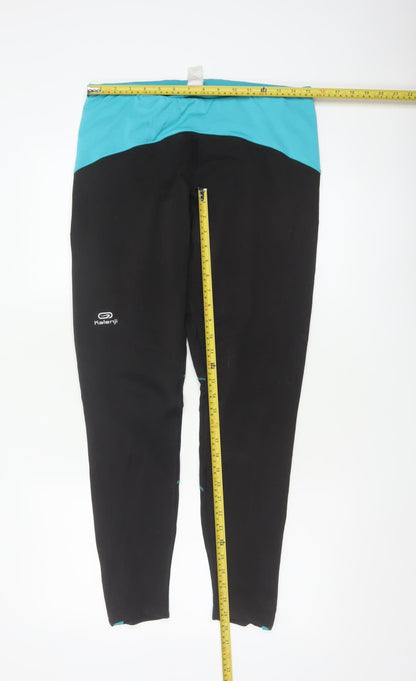 Kalenji Women’s Black Turquoise Running Leggings UK 18 Reflective Zip Pocket