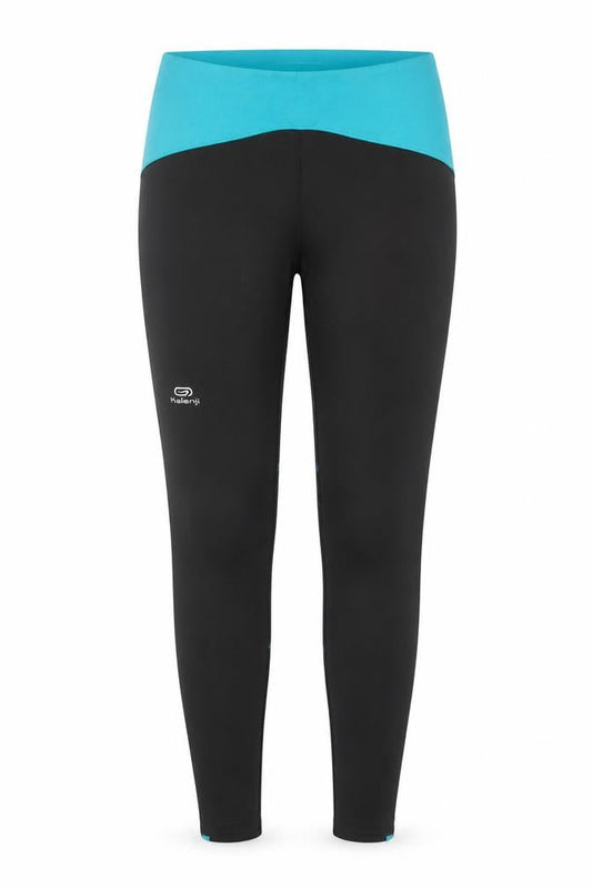 Kalenji Women’s Black Turquoise Running Leggings UK 18 Reflective Zip Pocket