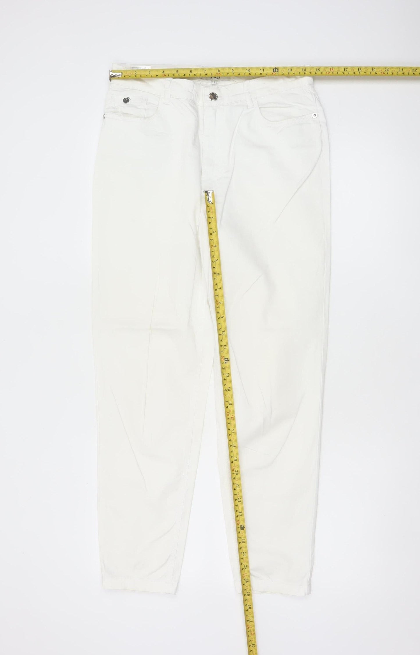 Country Casuals Women Ivory UK 10 Tapered Stretch Trousers
