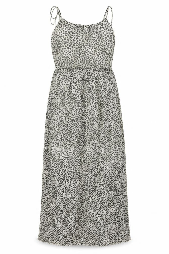 Marks & Spencer Women Grey Animal Print Pleated Maxi Dress UK 10