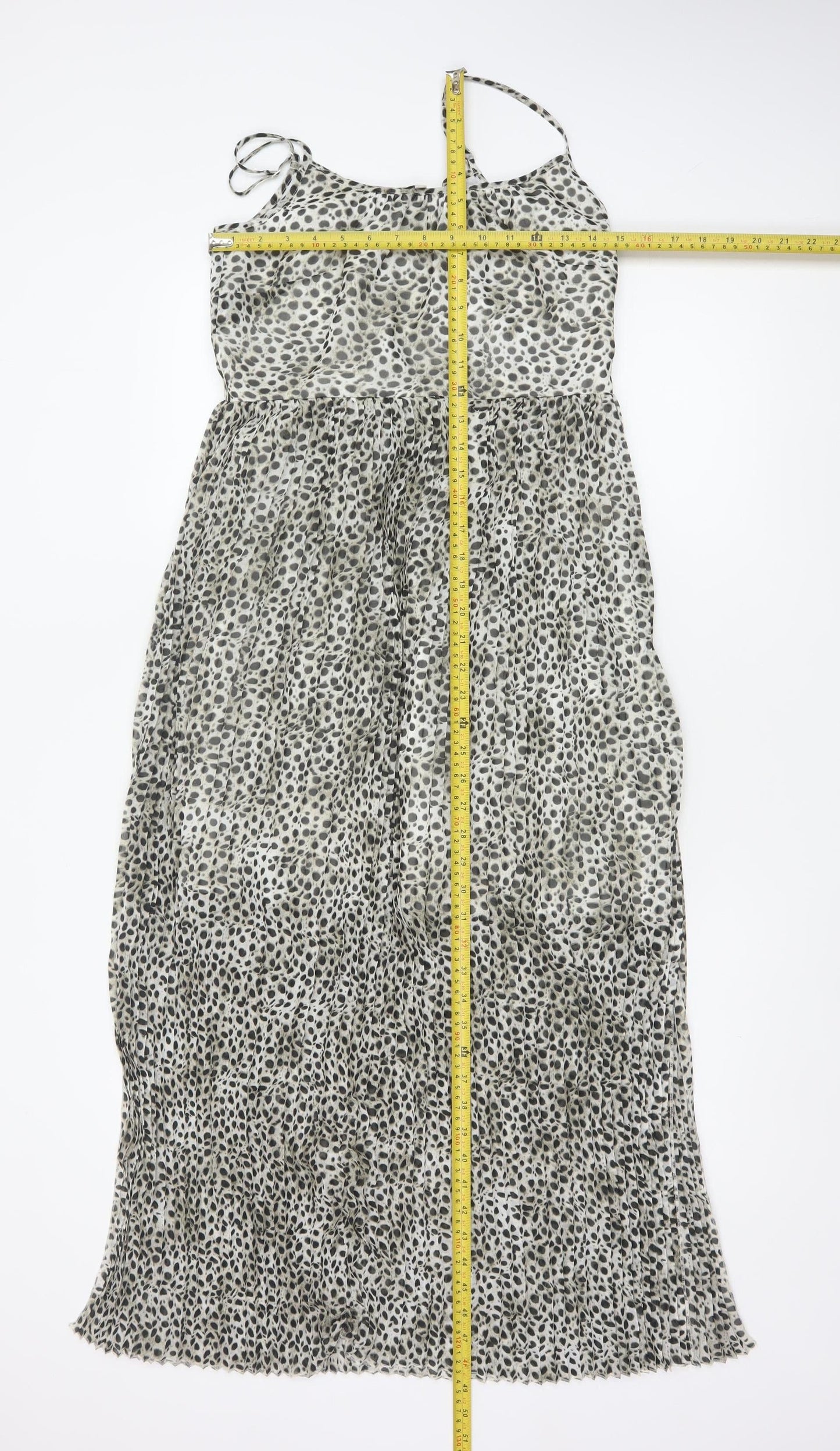 Marks and Spencer Women Grey Animal Print Pleated Maxi Dress UK 10
