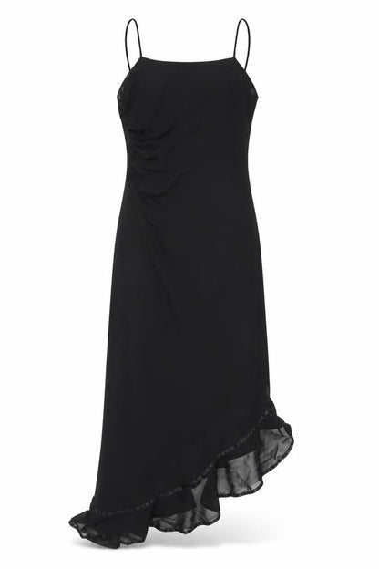 After Six Women’s Black UK 12 Asymmetric Chiffon Slip Dress